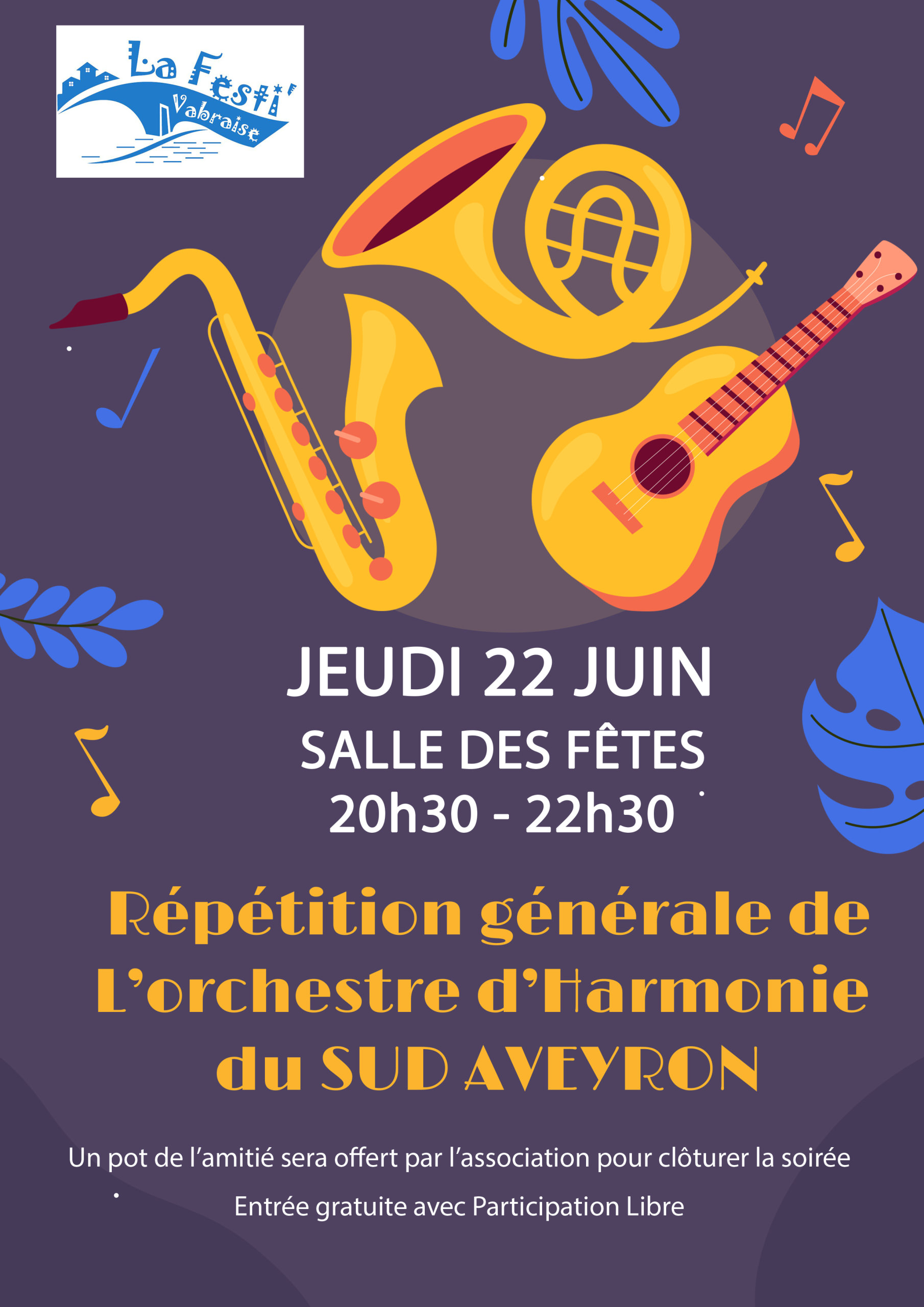 Répétition générale de l'Orchestre du Sud Aveyron Commune de Vabresl'Abbaye
