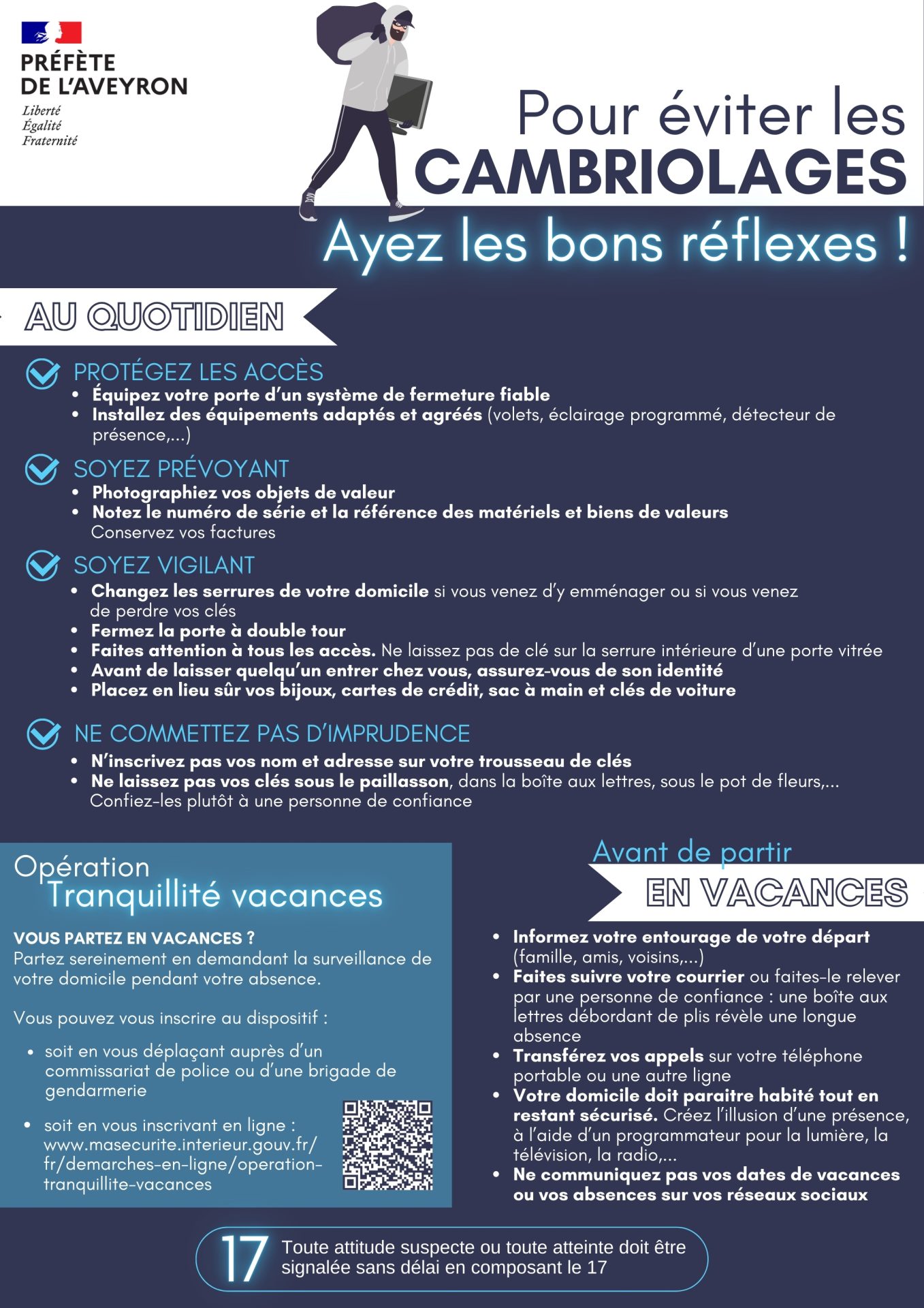 Lire la suite à propos de l’article MESSAGE DE LA PRÉFECTURE : POUR ÉVITER LES CAMBRIOLAGES, AYEZ LES BONS REFLEXES